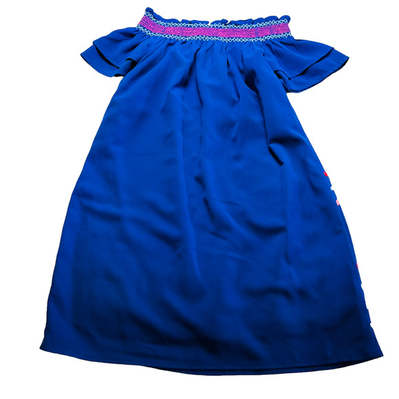 Entro Navy Multicolored Striped Off Shoulder Tunic Dress Size Medium - Picture 3 of 8